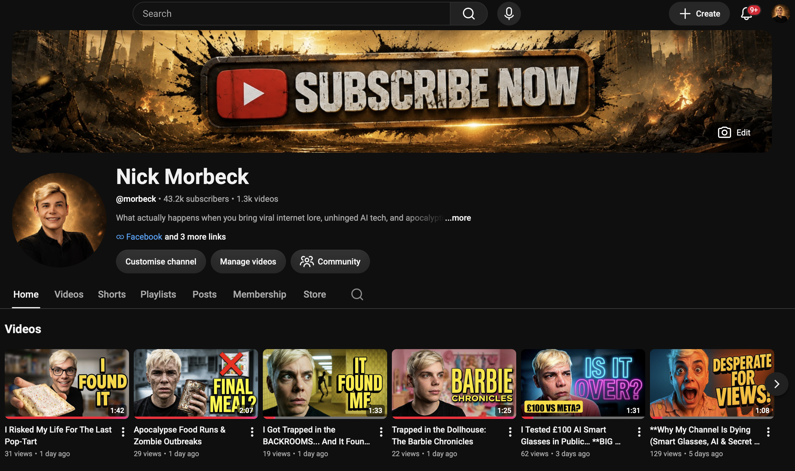 Nick Morbeck's real channel after the makeover